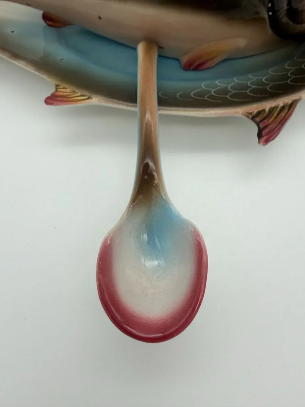 Vintage Mid Century Italian Fish Gravy Boat Lid Ladle Made in Italy Ceramic 11in